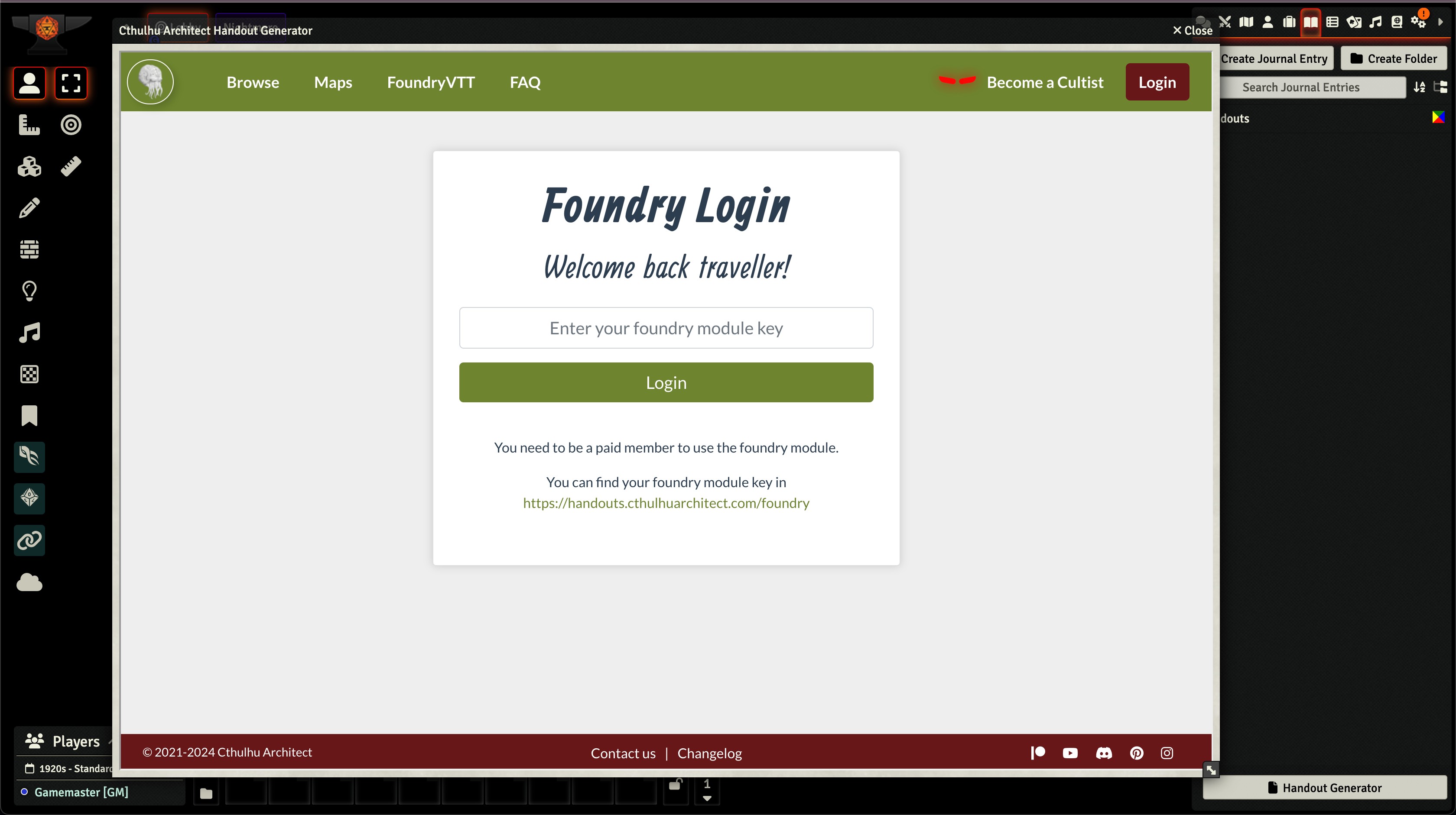 Check out the handout generator foundry moduleFoundry module login